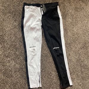 White and black combo skinny jeans